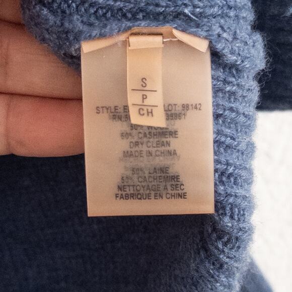 Elie Tahari Sleeveless Blue Cowlneck Wool Cashmere Sweater Size Small - Picture 5 of 6